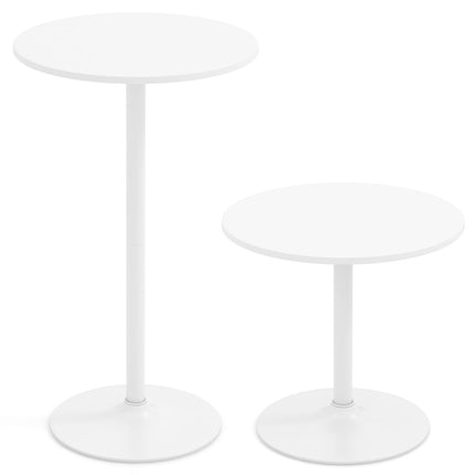 Regulējams bistro galda komplekts, 2 augstumi, 60 cm diametrs, balts