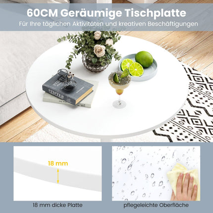 Regulējams bistro galda komplekts, 2 augstumi, 60 cm diametrs, balts