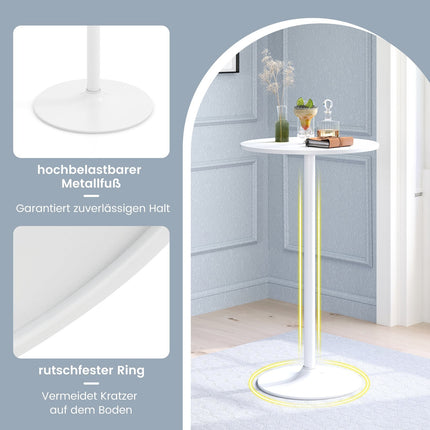Regulējams bistro galda komplekts, 2 augstumi, 60 cm diametrs, balts