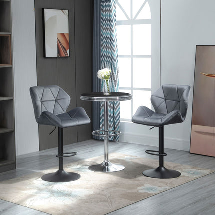 Regulējami zili samta bāra krēsli ar atzveltni, 2 gab. komplekts