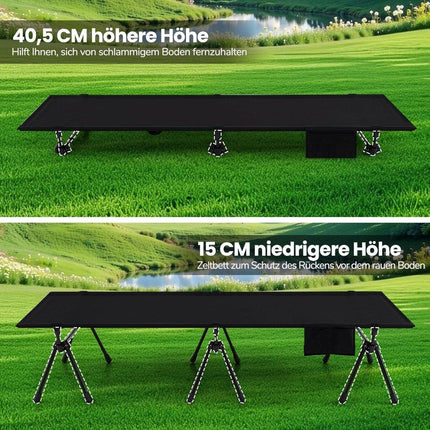 Regulējama kempinga gulta ar uzglabāšanas vietu, 193x70 cm, celtspēja 150 kg