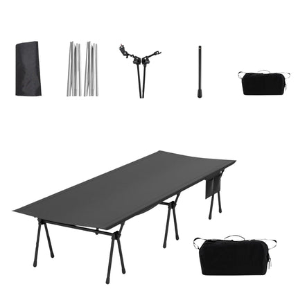 Regulējama kempinga gulta ar uzglabāšanas vietu, 193x70 cm, celtspēja 150 kg