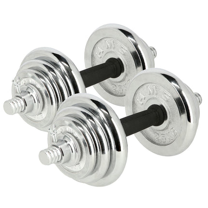 Regulējamas hromētas hanteles ar koferi, 20 kg komplekts