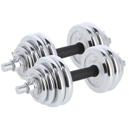 Regulējamas hromētas hanteles ar koferi, 30 kg komplekts
