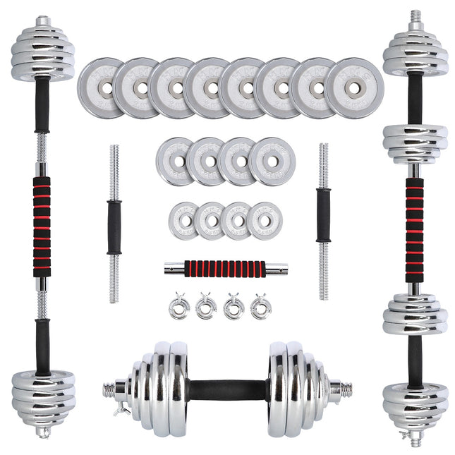 Regulējamas hromētas hanteles ar koferi, 30 kg komplekts