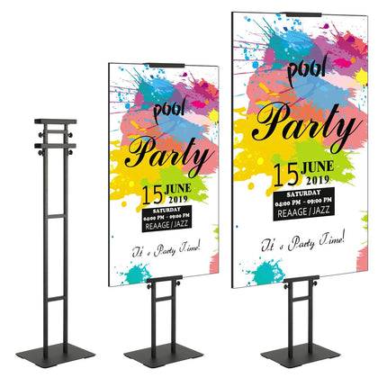 Adjustable Double-Sided Floor Poster Stand, Black, 1905 mm