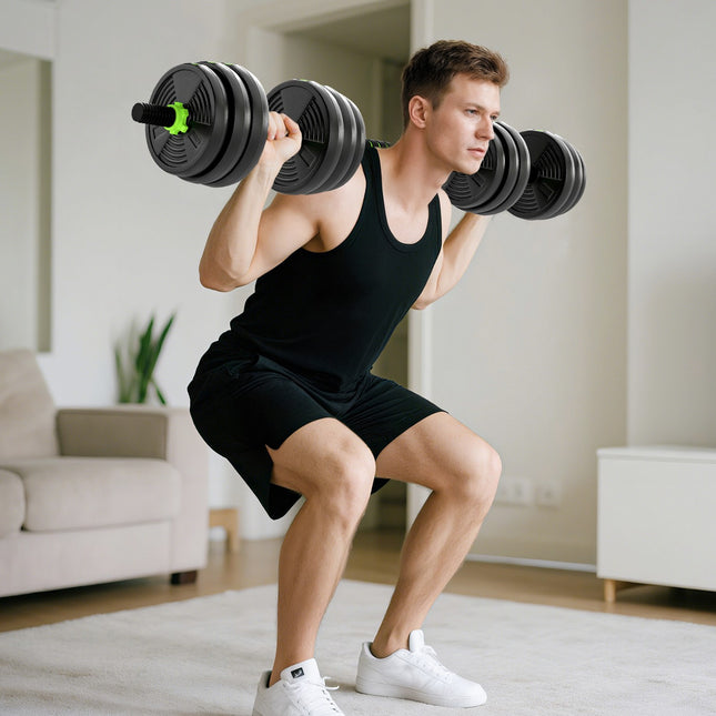 Regulējamu hanteļu komplekts 20 kg - 3 vienā mājas sporta zāles aprīkojums