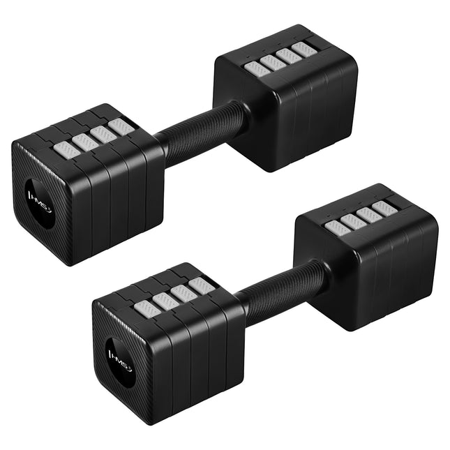 Regulējamas hanteles 2 x 5 kg - ātra svara maiņa, neslīdošas