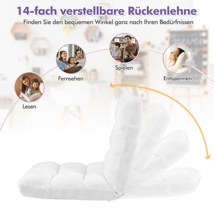 Regulējams grīdas krēsls, salokāms, 14 pozīcijas, balts