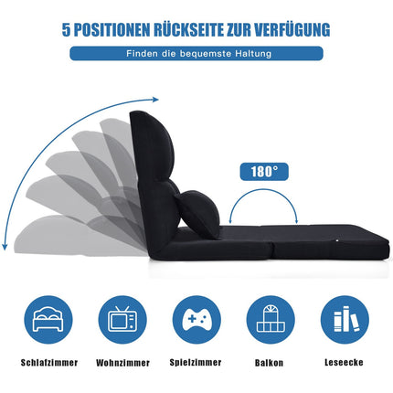 Regulējams grīdas krēsls ar mīkstu spilvenu, melns, 6 pozīcijas