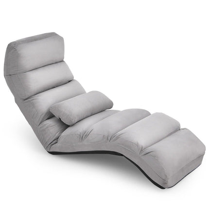 Regulējams, pelēks atpūtas krēsls - 175 x 55 x 20 cm, 5 pozīcijas