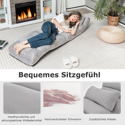Regulējams, pelēks atpūtas krēsls - 175 x 55 x 20 cm, 5 pozīcijas