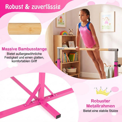 Regulējams vingrošanas stienis bērniem, 85-145 cm, rozā