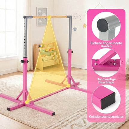 Regulējams vingrošanas stienis bērniem, 85-145 cm, rozā