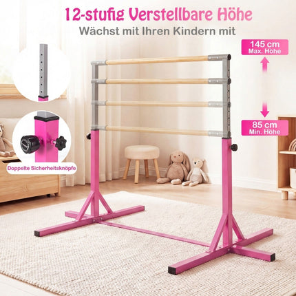 Regulējams vingrošanas stienis bērniem, 85-145 cm, rozā
