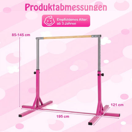 Regulējams vingrošanas stienis bērniem, 85-145 cm, rozā