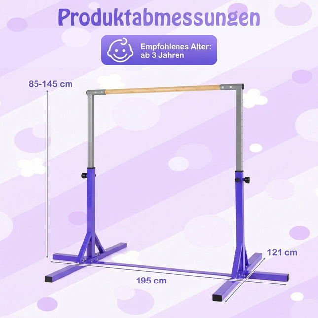 Regulējams vingrošanas stienis bērniem, 85-145 cm, violets