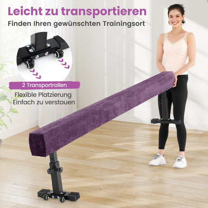 Regulējama vingrošanas sija, 226 cm, 3 augstumi, violeta