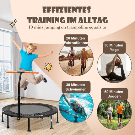Mini batuts ar regulējamu rokturi, salokāms, 117 cm, oranžs