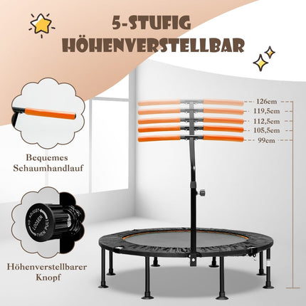 Mini batuts ar regulējamu rokturi, salokāms, 117 cm, oranžs