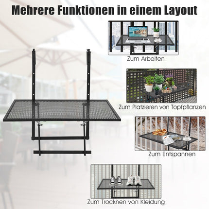 Regulējams piekarināms dzelzs plaukts - 5 augstumi, 60,5 x 48 cm, melns
