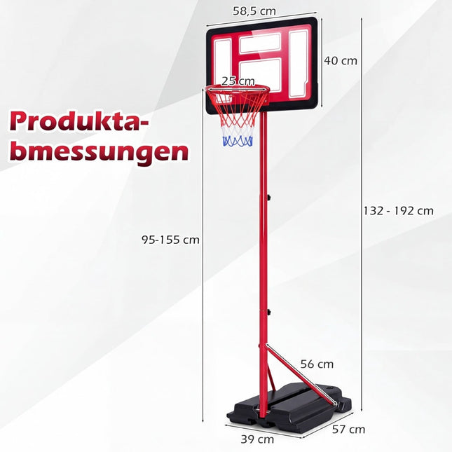 Regulējams bērnu basketbola grozs 95-155 cm ar piepildāmu pamatni