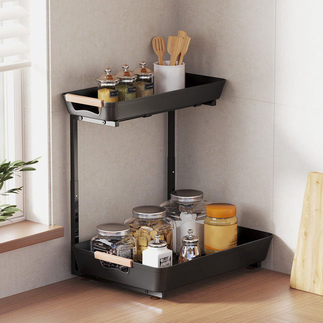 Regulējams virtuves plaukts ar 2 groziem, 40 x 30 x 33,5-42 cm