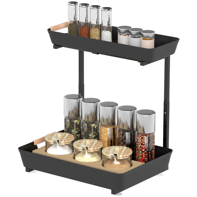 Regulējams virtuves plaukts ar 2 groziem, 40 x 30 x 33,5-42 cm