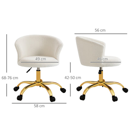 Regulējams biroja krēsls, flīsa audums, 58x56x68-76 cm, balts