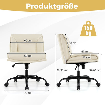 Regulējams biroja krēsls ar riteņiem, plats sēdeklis, bēšs