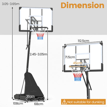 Regulējams āra basketbola grozs ar triecienizturīgu pamatni