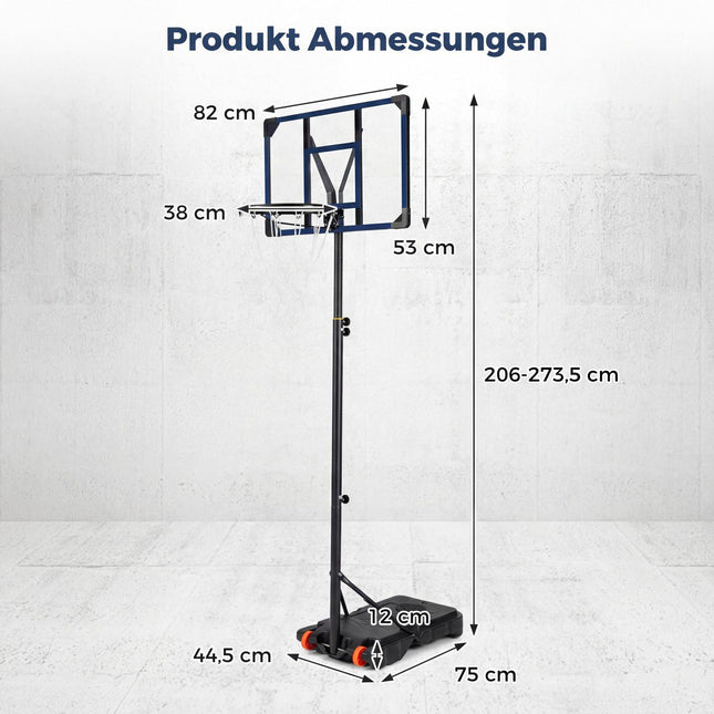 Regulējams āra basketbola grozs ar riteņiem, 82 cm basketbola pamatne