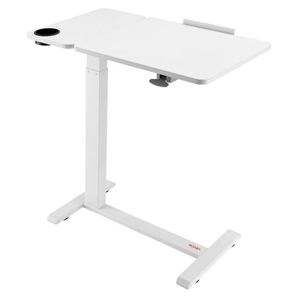 Adjustable Overbed Table – Tilting Top, Wheels, Cup Holder