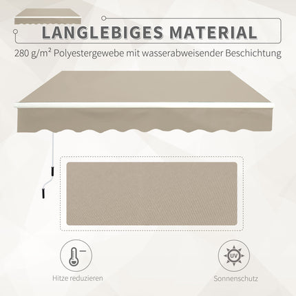Regulējama terases markīze, 3,95 x 3 m, bēša, ar kloķi