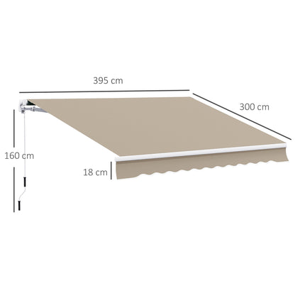 Regulējama terases markīze, 3,95 x 3 m, bēša, ar kloķi