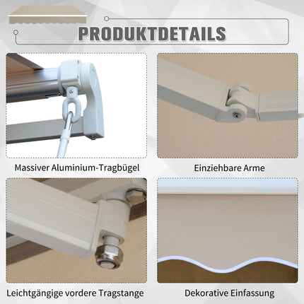 Regulējama terases markīze, 3,95 x 3 m, bēša, ar kloķi