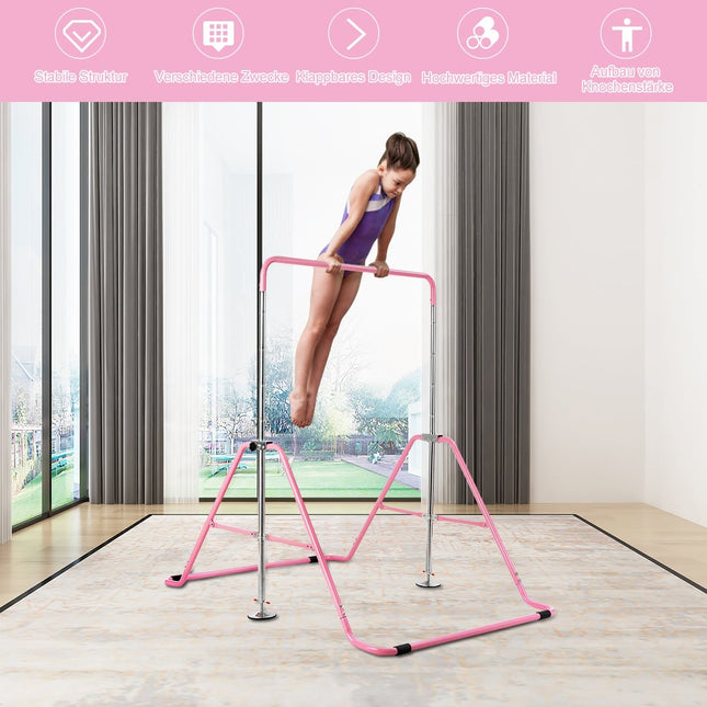 Regulējams rozā vingrošanas stienis bērniem, 90-130 cm