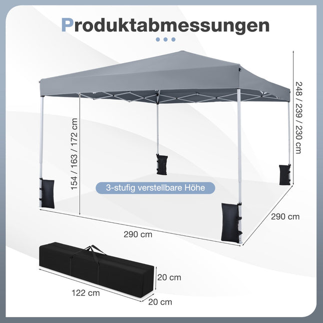 Regulējama saliekamā paviljona 290x290 cm kempingam un pludmalei