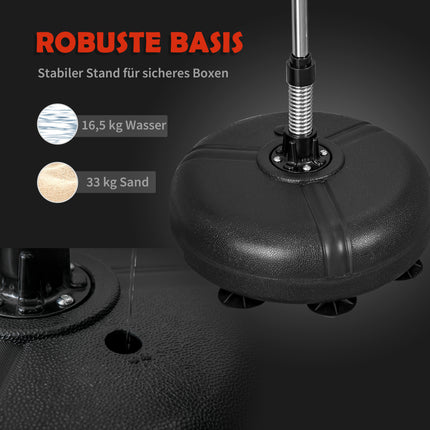 Regulējama boksa bumbas komplekts ar cimdiem – melns, 133-151 cm