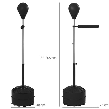 Regulējama boksa bumba ar refleksa stieni, melna, 160-205 cm