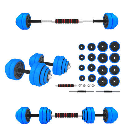 Regulējamas gumijotas hanteles, 30 kg, stienis iekļauts
