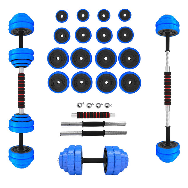 Regulējamas gumijotas hanteles, 30 kg, stienis iekļauts