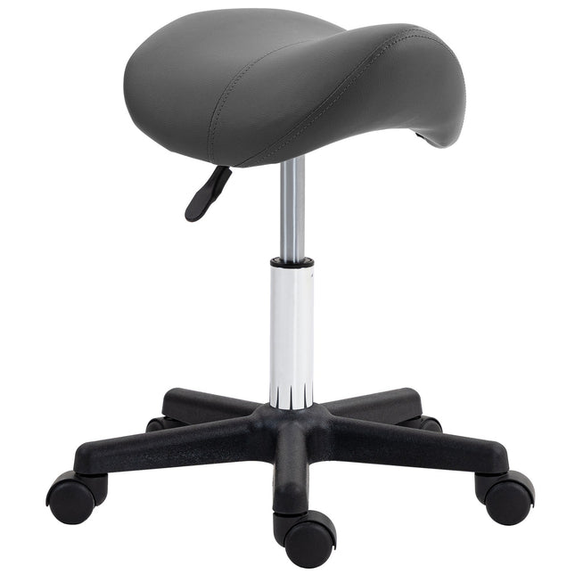 Regulējams seglu krēsls, melna mākslīgā āda, 120 kg celtspēja