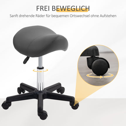 Regulējams seglu krēsls, melna mākslīgā āda, 120 kg celtspēja