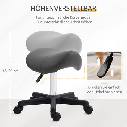 Regulējams seglu krēsls, melna mākslīgā āda, 120 kg celtspēja