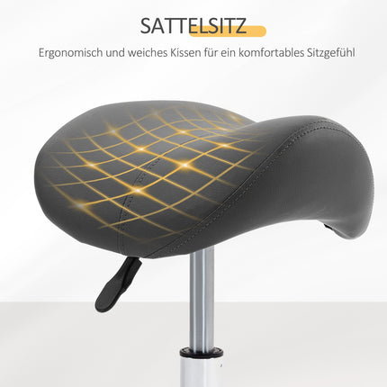 Regulējams seglu krēsls, melna mākslīgā āda, 120 kg celtspēja
