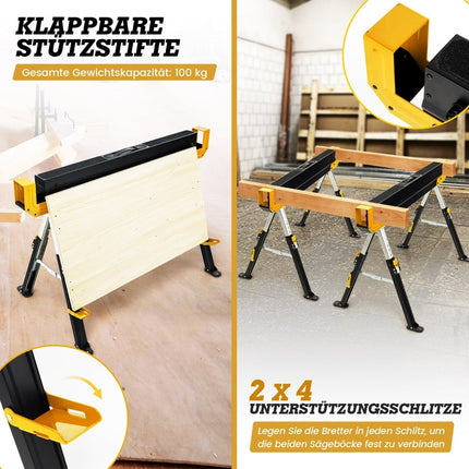 Regulējams zāģa statīva pāris, 1180 kg celtspēja, salokāms