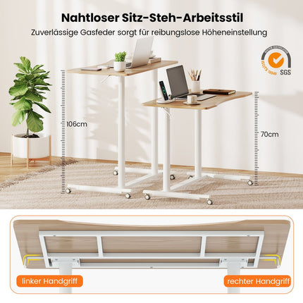 Regulējams, vertikāls rakstāmgalds, C formas, 70-106 cm, mobils