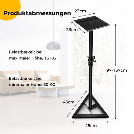Regulējami skaļruņu statīvi, 97-157 cm, celtspēja 50 kg, melni