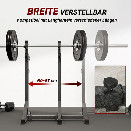 Adjustable Squat Rack with Safety Locks, Up to 150 kg, Steel, Black